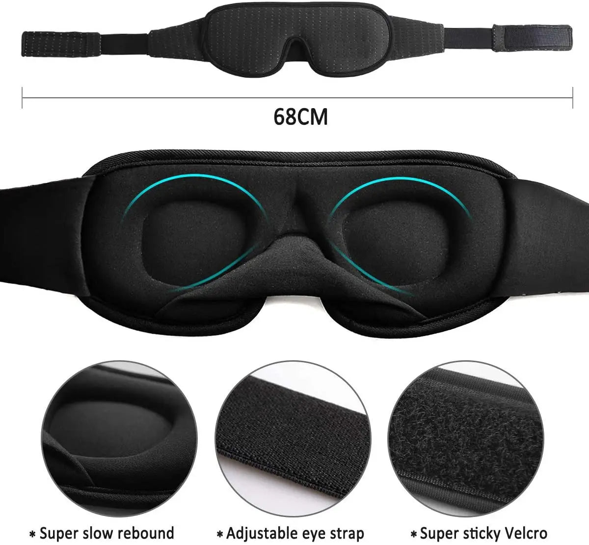 3D Padded Sleep Mask – Light-Blocking Blindfold