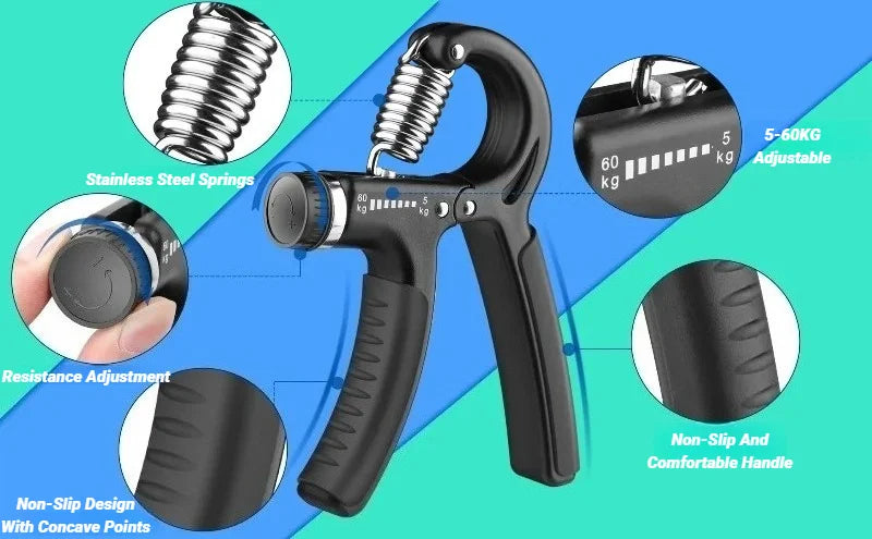 5-60KG Adjustable Hand Grip Strengthener – Forearm & Finger Exerciser Trainer