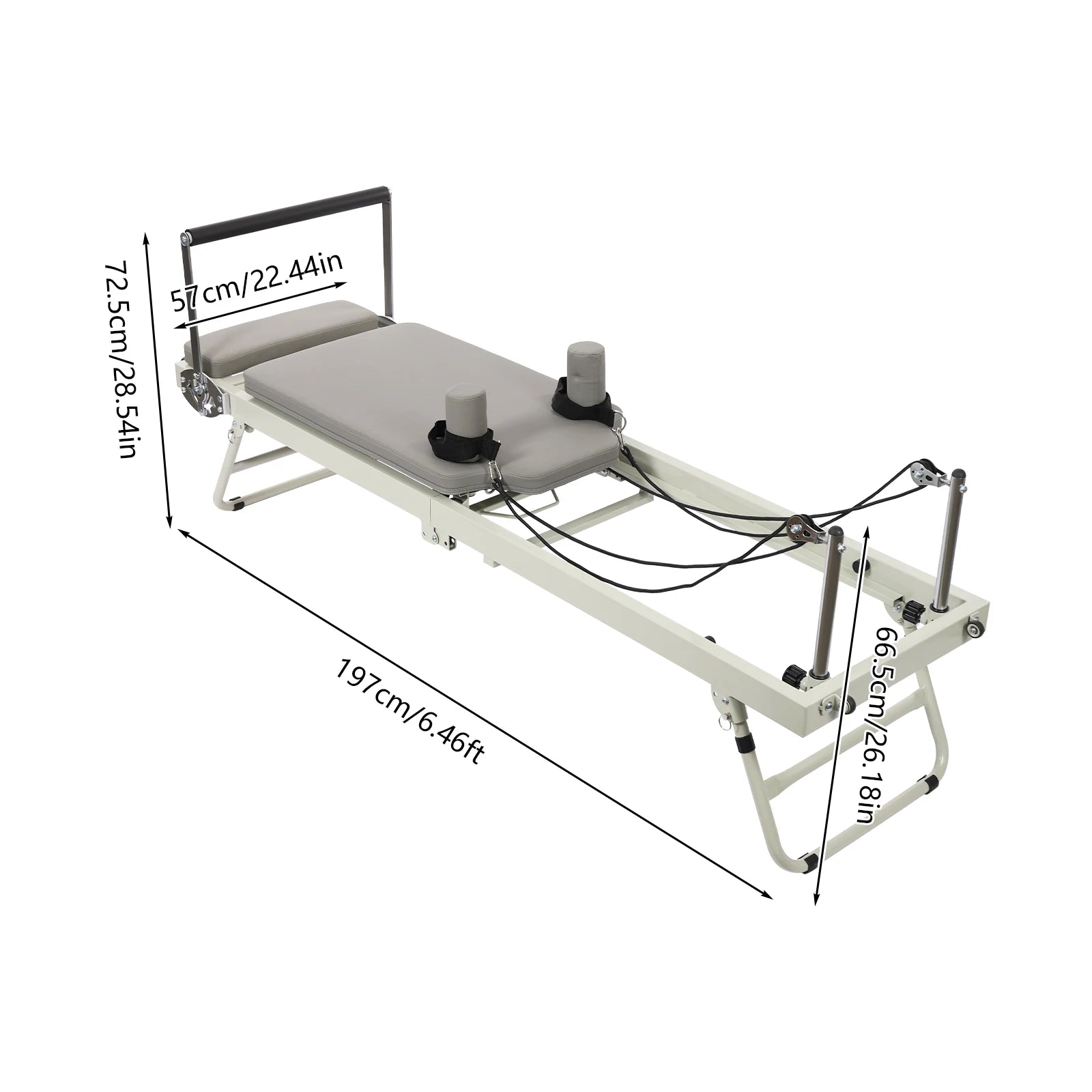 Foldable Steel Pilates Reformer – Black/Grey