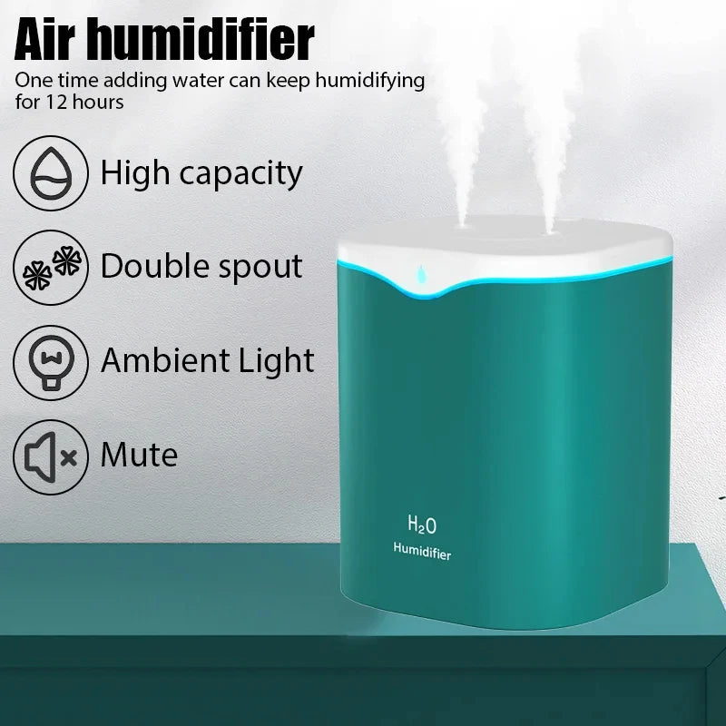 2000ML USB Air Humidifier – Dual Spray Aromatherapy Essential Oil Diffuser for Home & Office