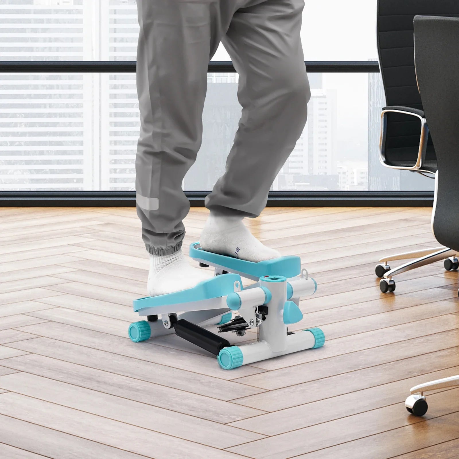 Portable Mini Stepper with Resistance Bands – Blue