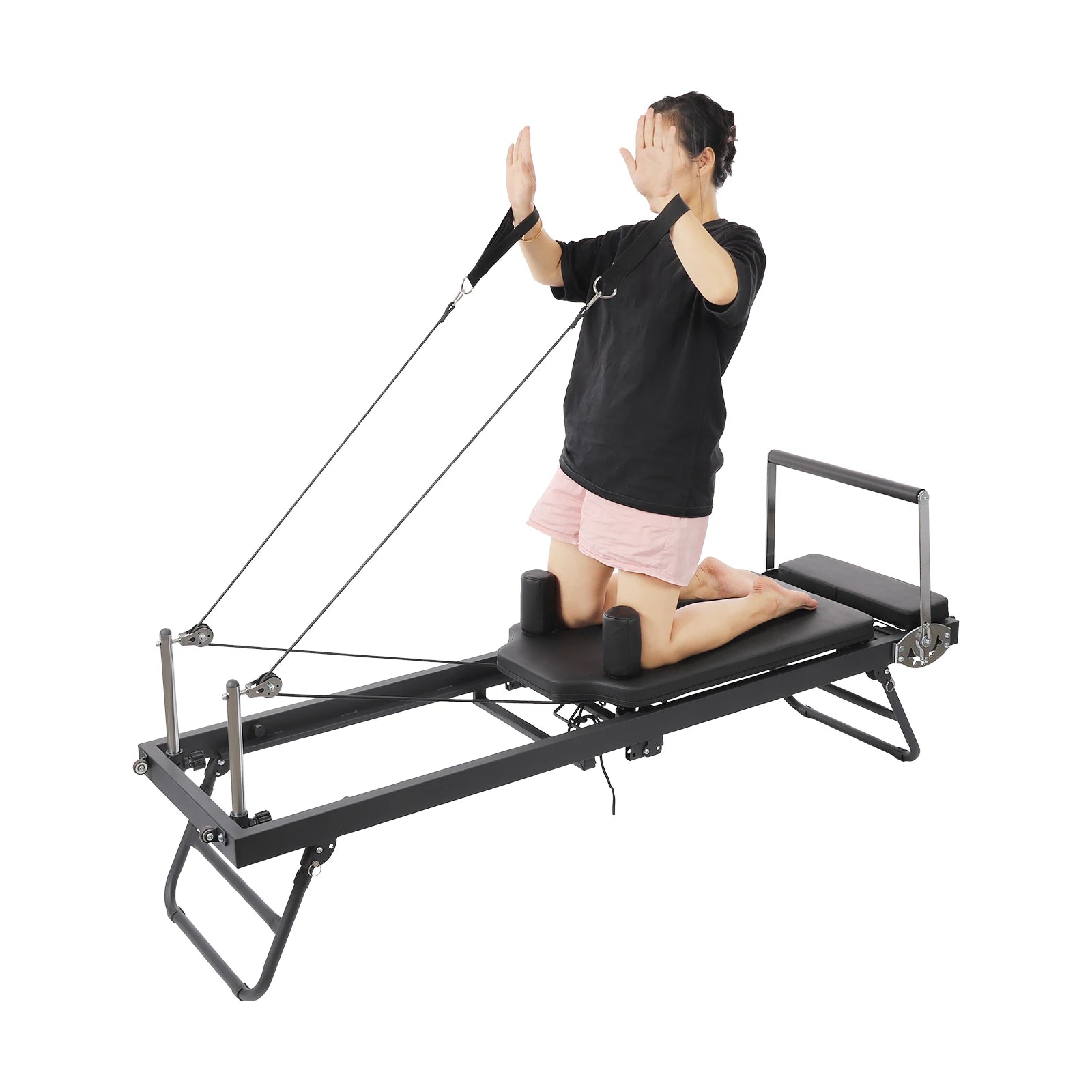 Foldable Steel Pilates Reformer – Black/Grey