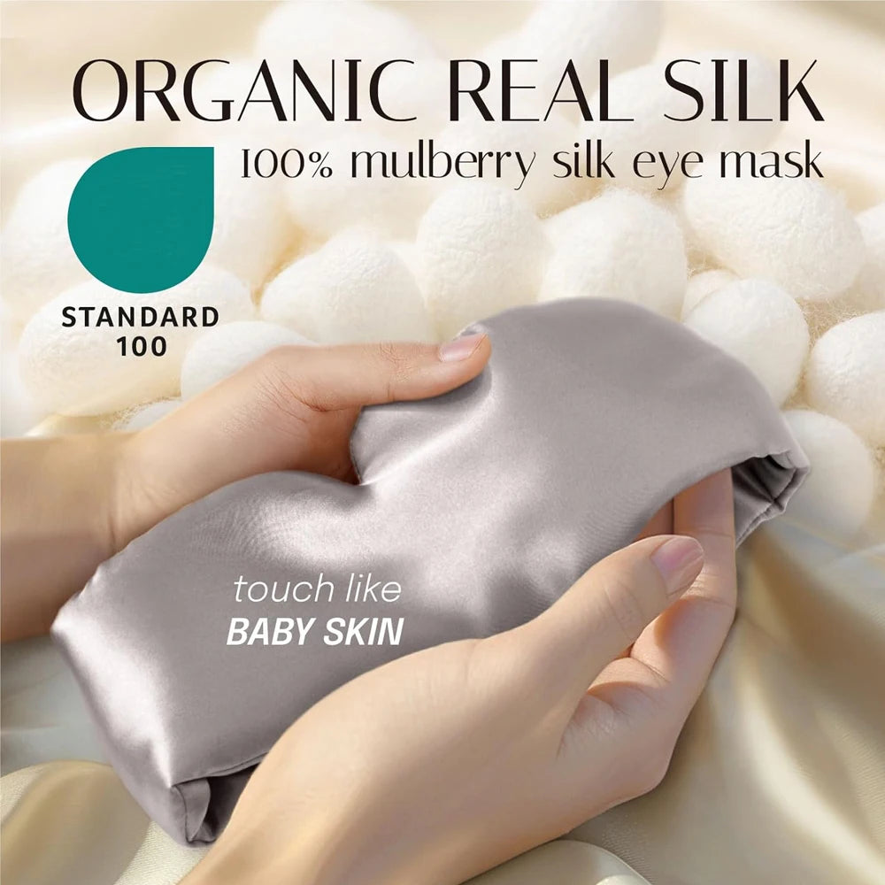 100% Mulberry Silk Sleep Mask – Padded Eyepatch