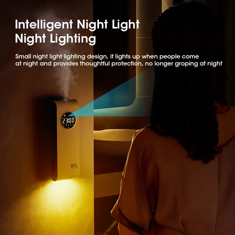 Automatic Sensor Aromatherapy Machine – Wall-Mounted USB Rechargeable Fragrance Diffuser with Clock