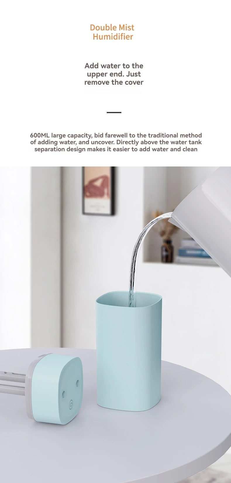 Dual-Nozzle USB Humidifier – Super Mist & Quiet