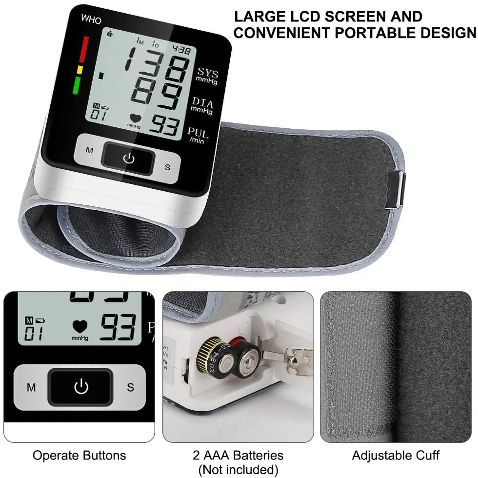 Medical Wrist Blood Pressure Monitor – High Accuracy Digital Electronic Sphygmomanometer