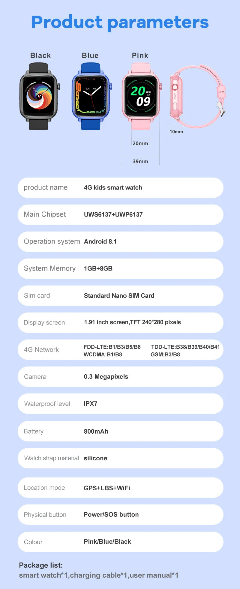 4G Kids Smartwatch – GPS & Video Call