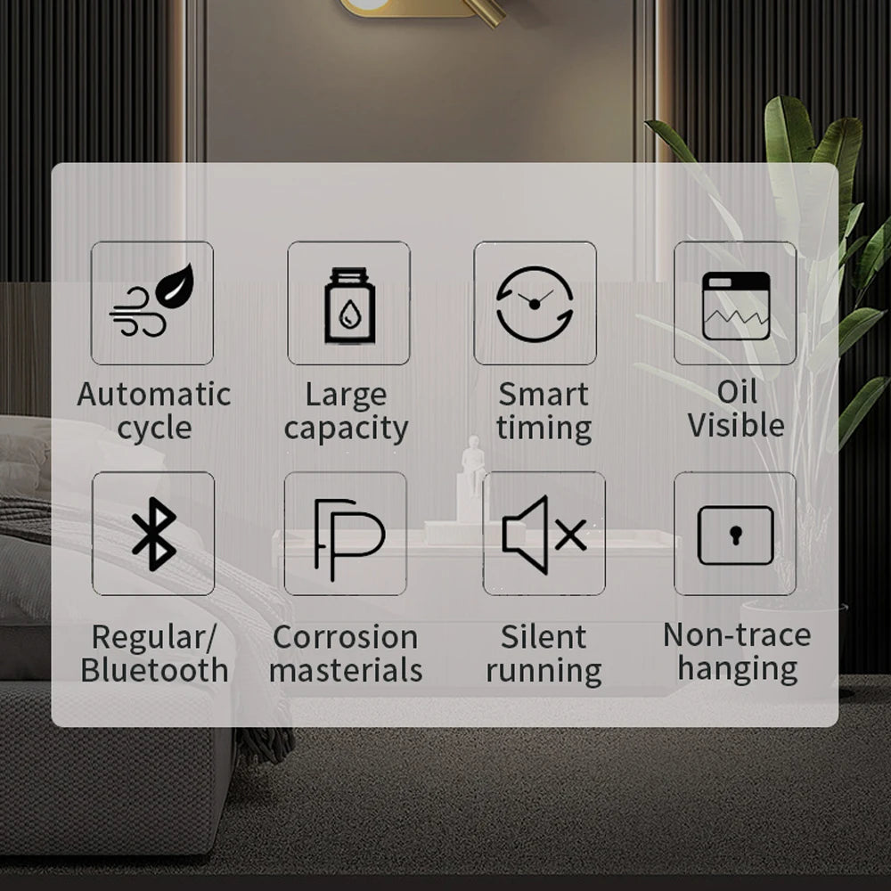 Smart Aroma Diffuser – Bluetooth Essential Oil Fragrance Machine for Home & Hotels (500m³ Coverage)