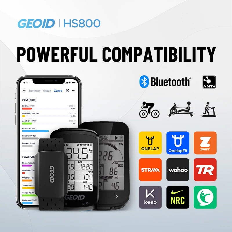 GEOID HS800 Armband Heart Rate Monitor with HS500 Chest Strap