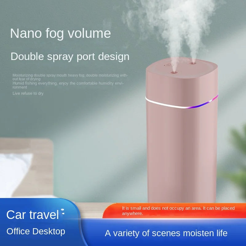 Dual-Nozzle USB Humidifier – Super Mist & Quiet