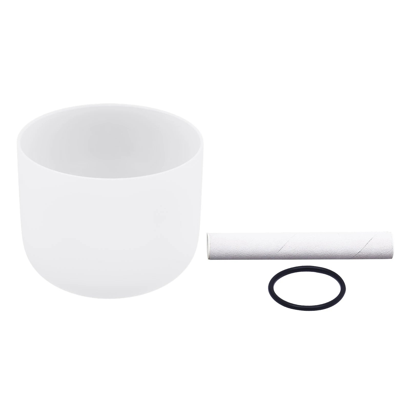 8-Inch White Quartz Singing Bowl with Striker