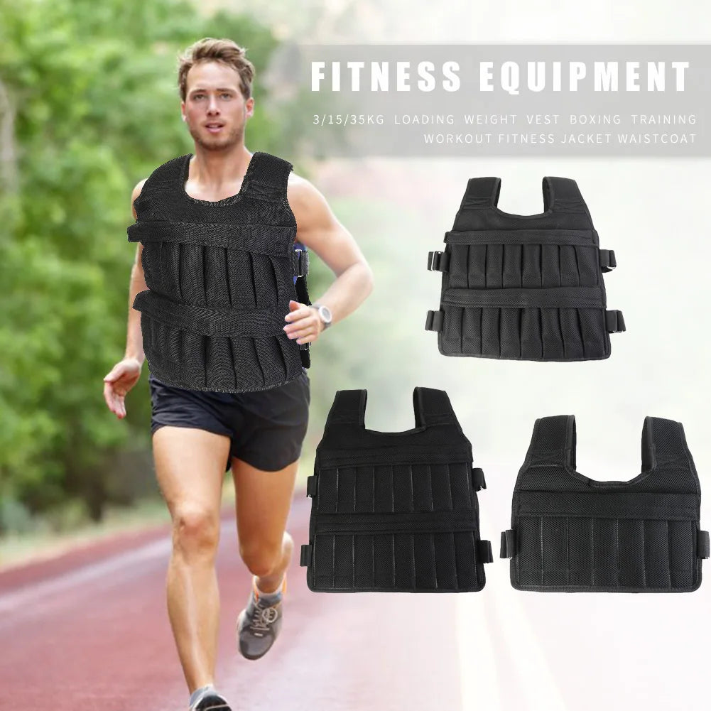 Adjustable Weighted Training Vest – 3/15/35kg Fitness Running Weight Jacket