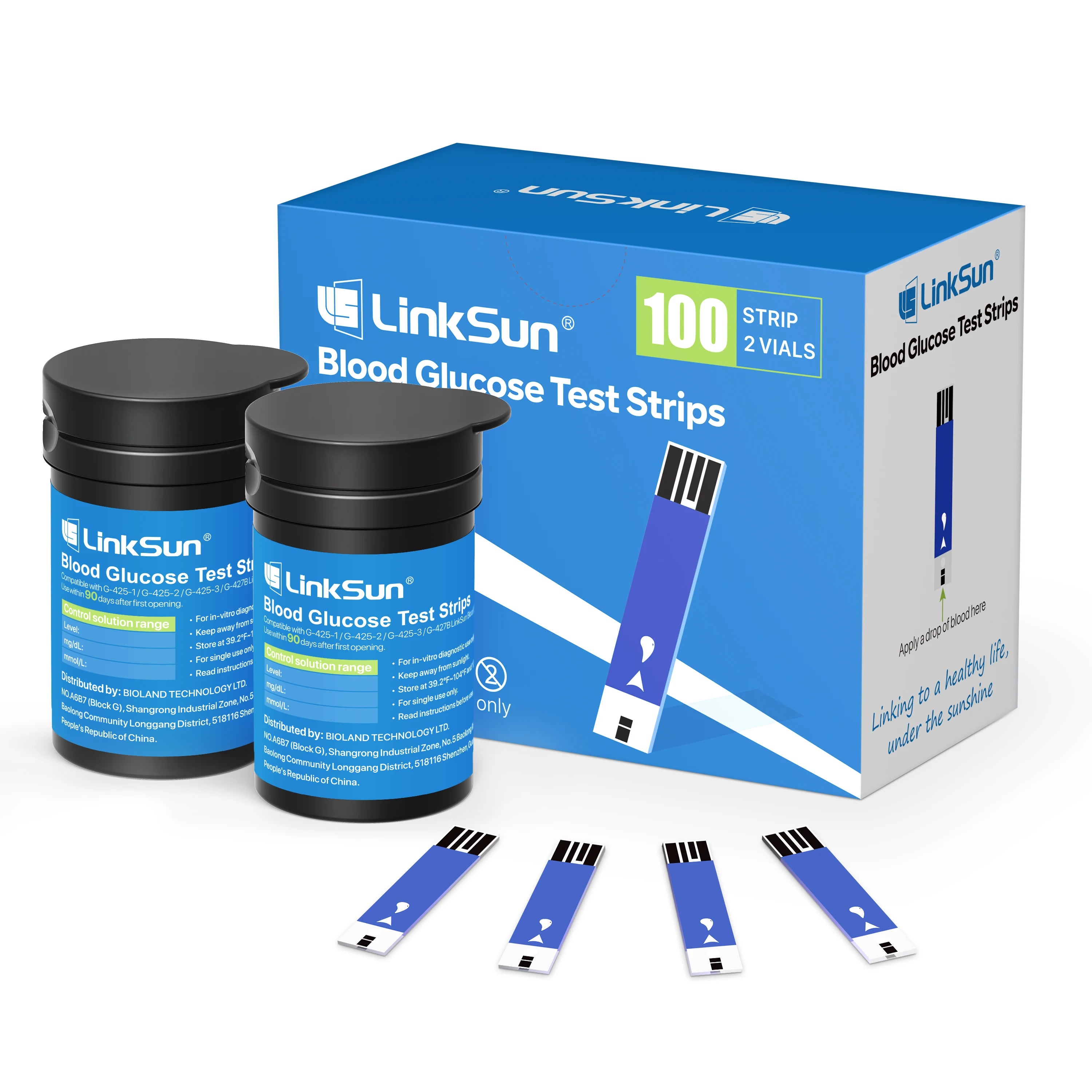 LinkSun G-425-3 Blood Glucose Meter – Diabetes Test Kit with 10/50/100 Test Strips