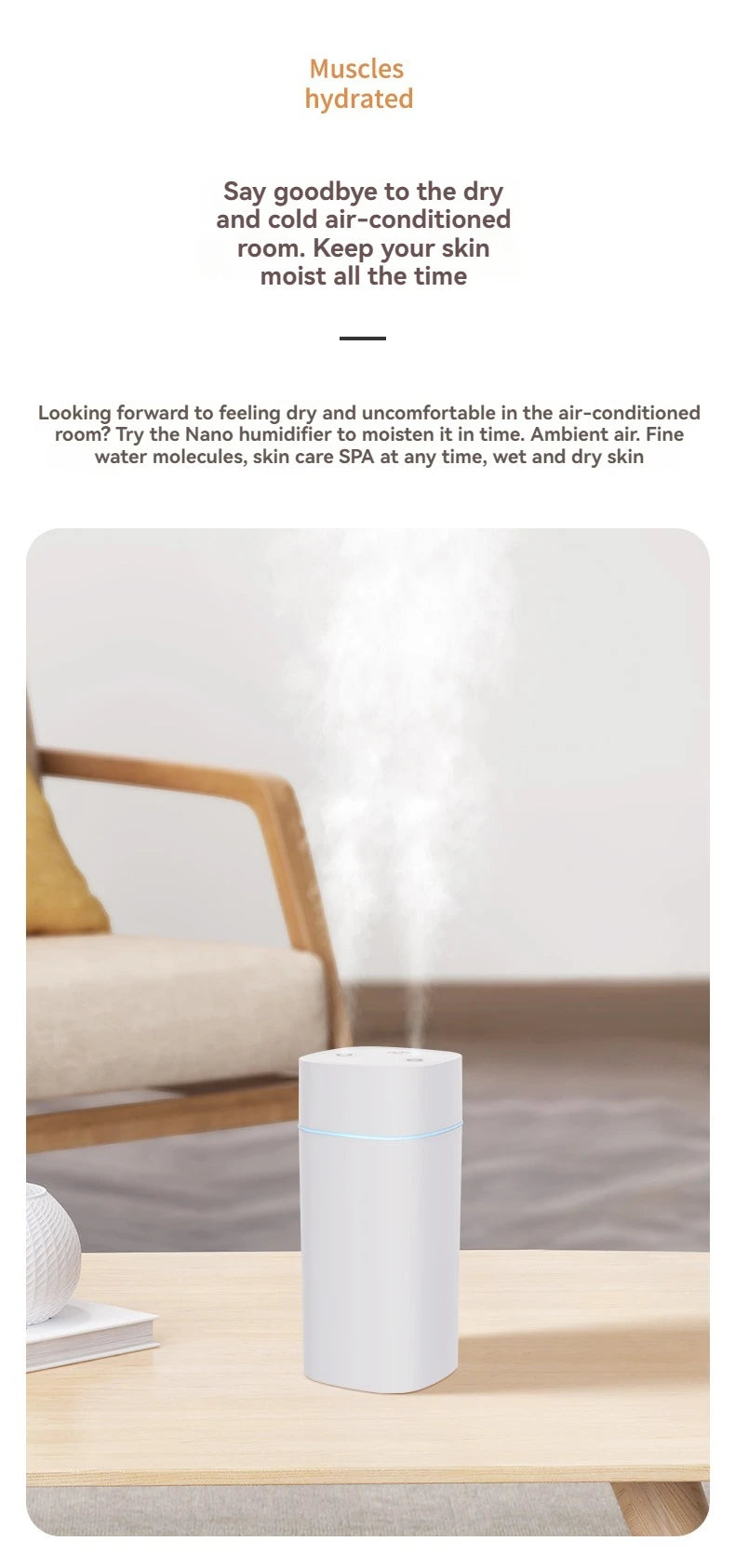 Dual-Nozzle USB Humidifier – Super Mist & Quiet