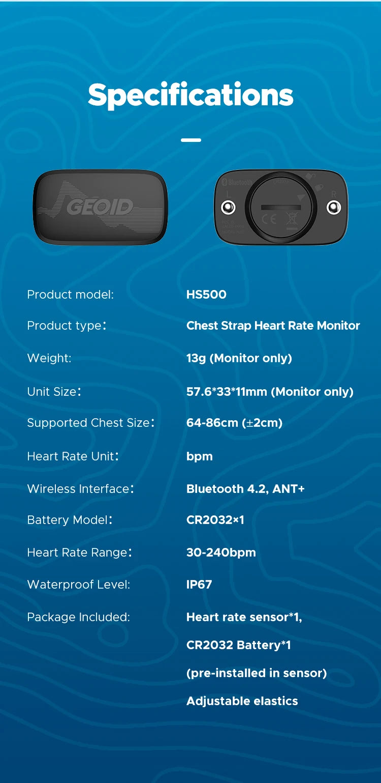 GEOID HS800 Armband Heart Rate Monitor with HS500 Chest Strap