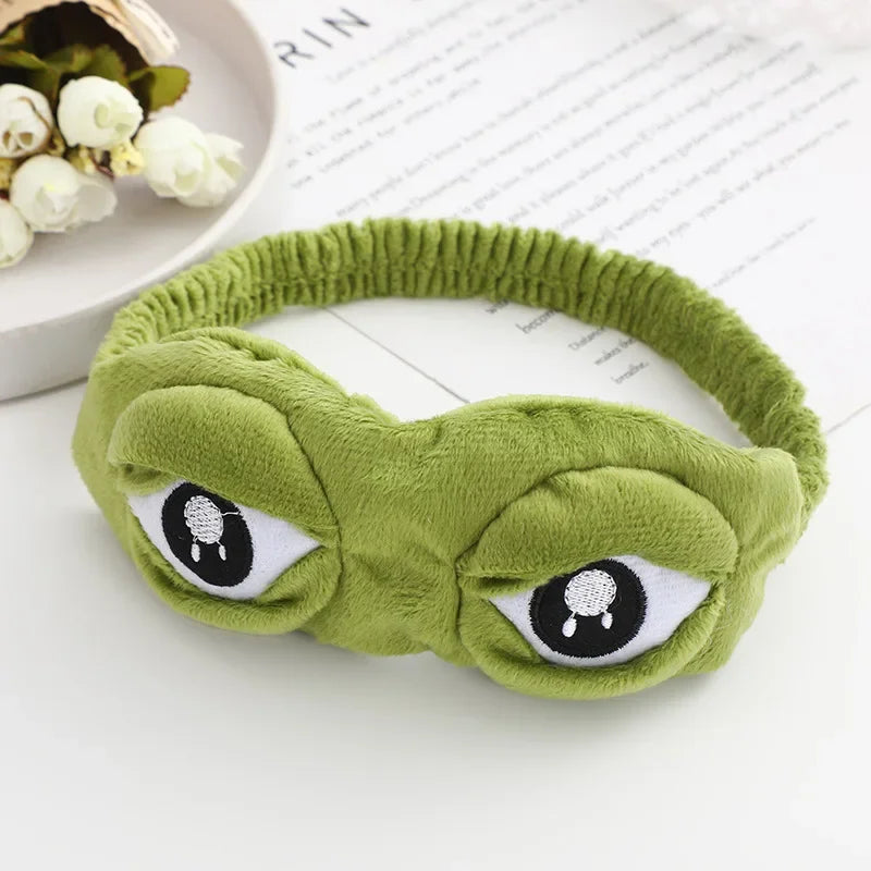 3D Sad Frog Sleep Mask – Soft Travel Blindfold