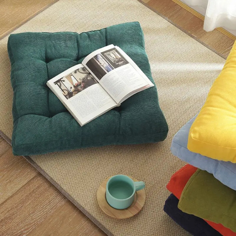 Square Floor Pillow Cushion – Thick Tufted Meditation & Yoga Seat Pad for Home or Balcony
