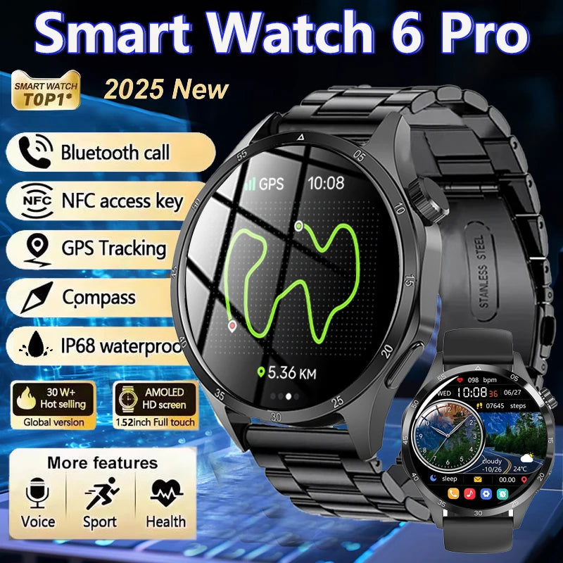 2025 Men’s GPS Smartwatch – AMOLED & NFC