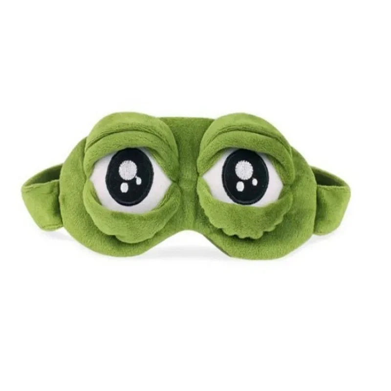 3D Sad Frog Sleep Mask – Soft Travel Blindfold