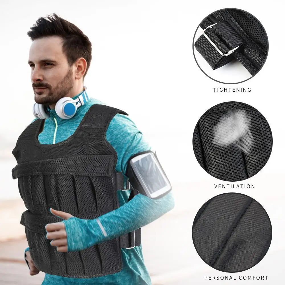 Adjustable Weighted Training Vest – 3/15/35kg Fitness Running Weight Jacket