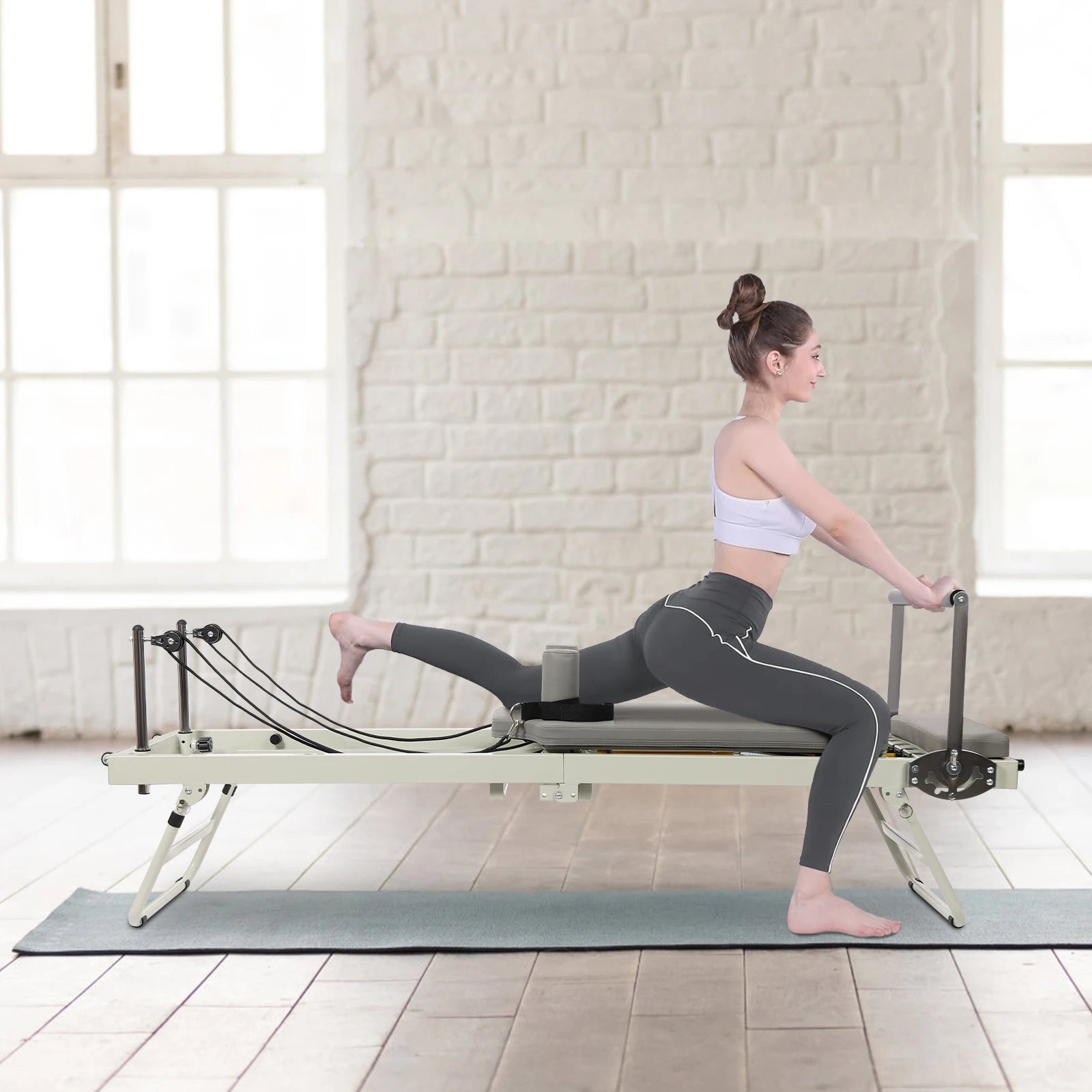 Foldable Steel Pilates Reformer – Black/Grey