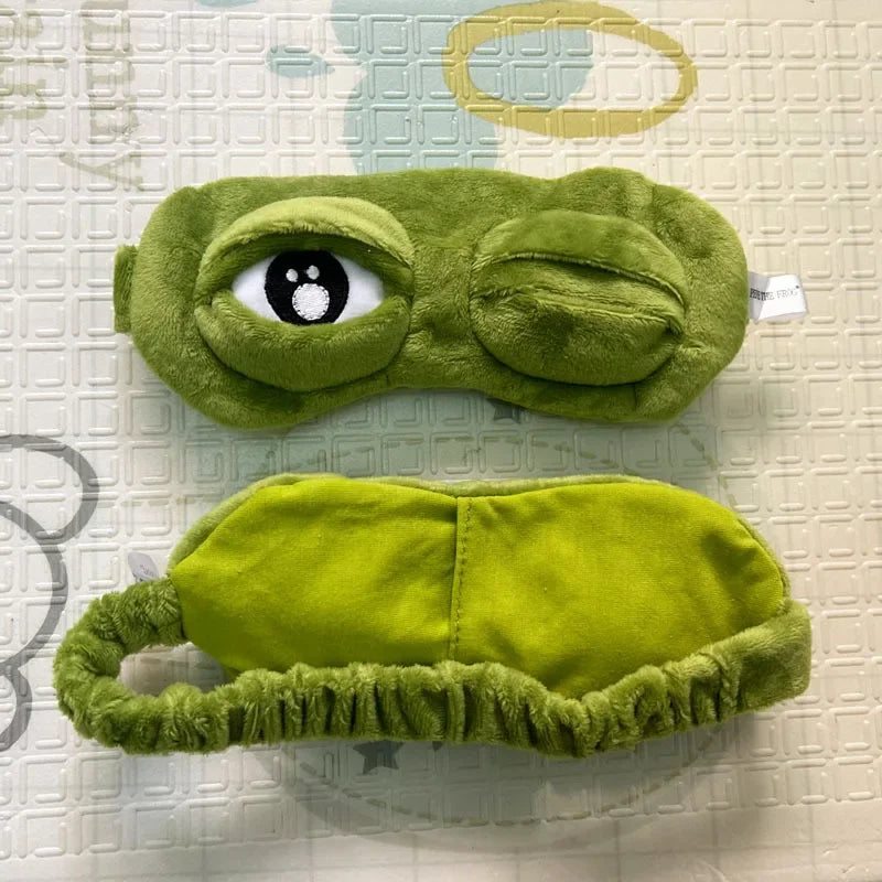 3D Sad Frog Sleep Mask – Soft Travel Blindfold