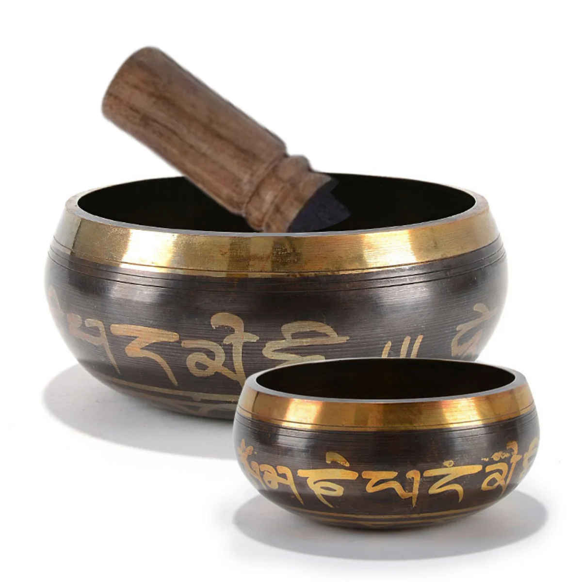 Tibetan Singing Bowl Set – 8.5–20CM Scripture Sound Bowl for Meditation, Yoga & Chakra Healing