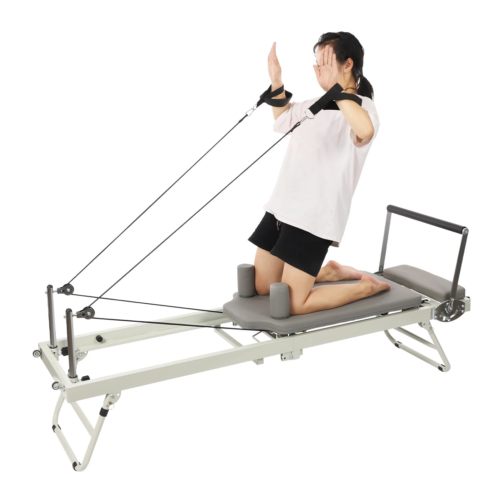 Foldable Steel Pilates Reformer – Black/Grey