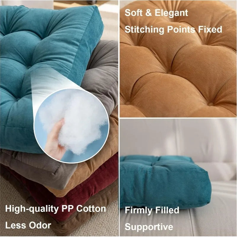 Square Floor Pillow Cushion – Thick Tufted Meditation & Yoga Seat Pad for Home or Balcony