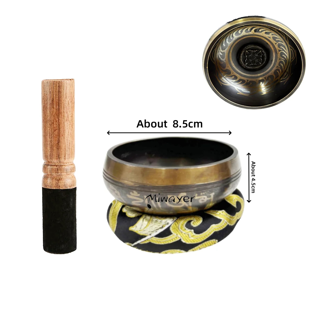 Tibetan Singing Bowl Set – 8.5–20CM Scripture Sound Bowl for Meditation, Yoga & Chakra Healing