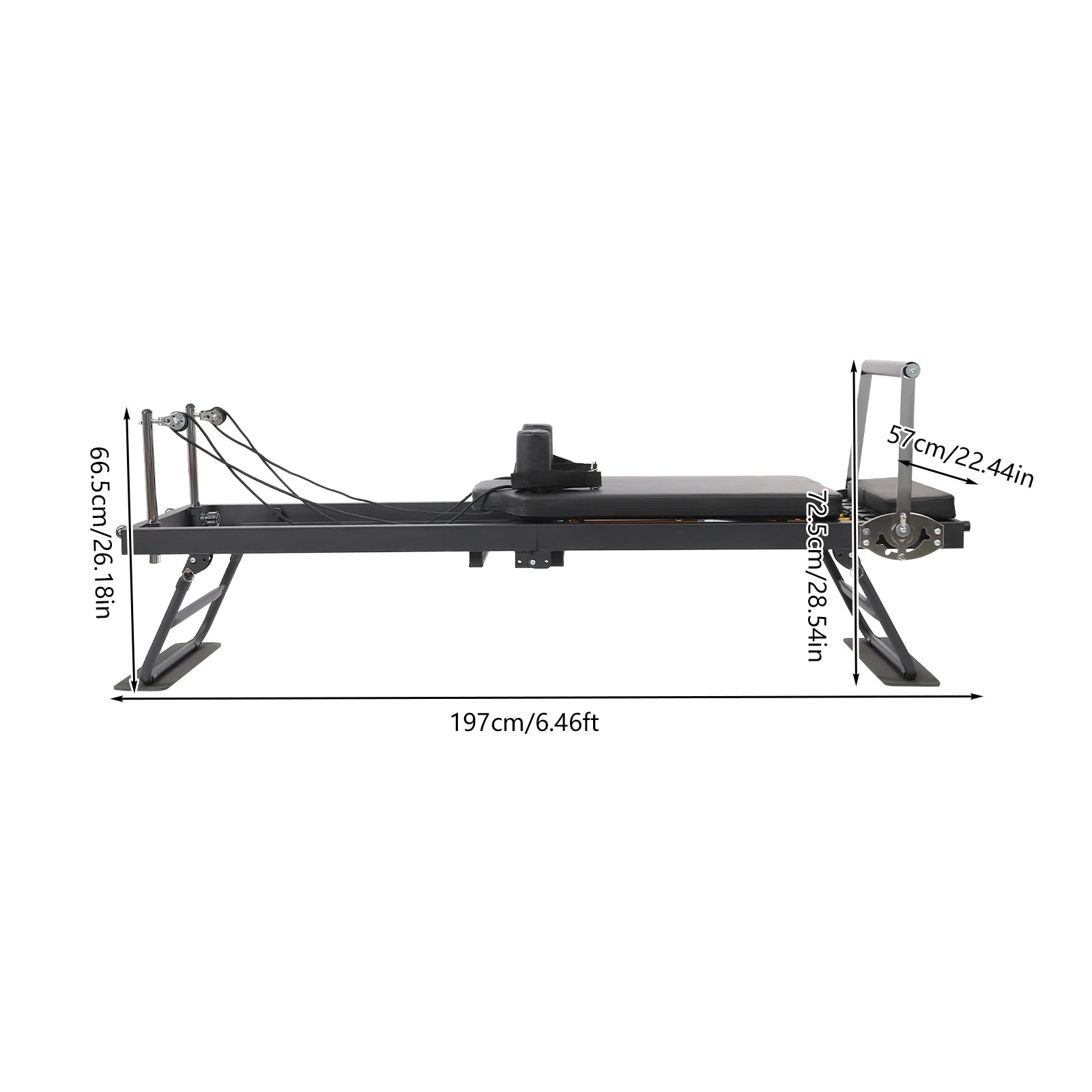 Foldable Steel Pilates Reformer – Black/Grey