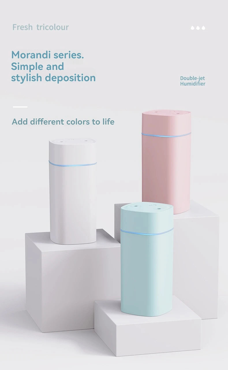 Dual-Nozzle USB Humidifier – Super Mist & Quiet