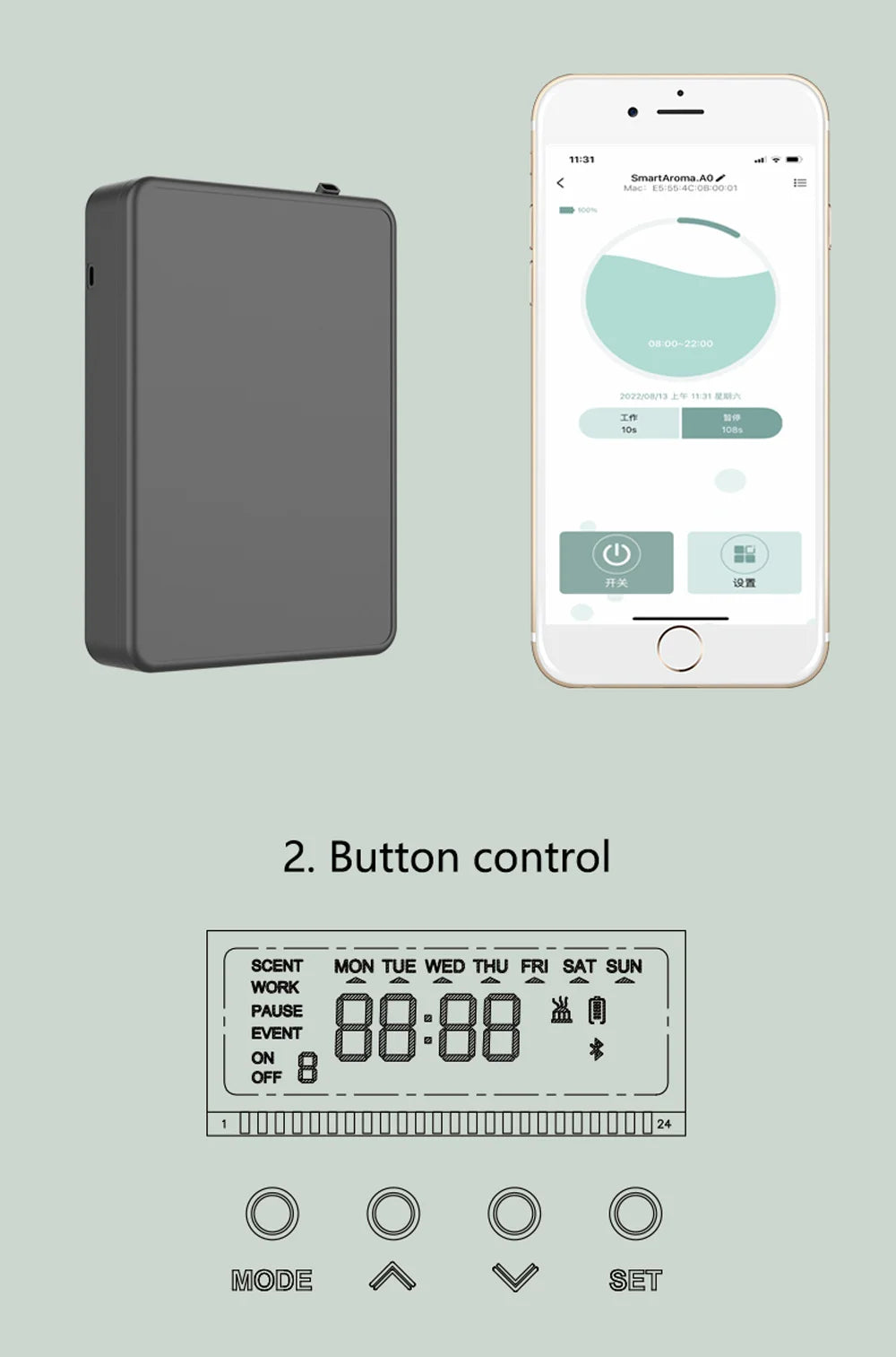 Smart Essential Oil Diffuser – Wall-Mounted Bluetooth Aroma Scent Machine 500ml for Home & Hotel