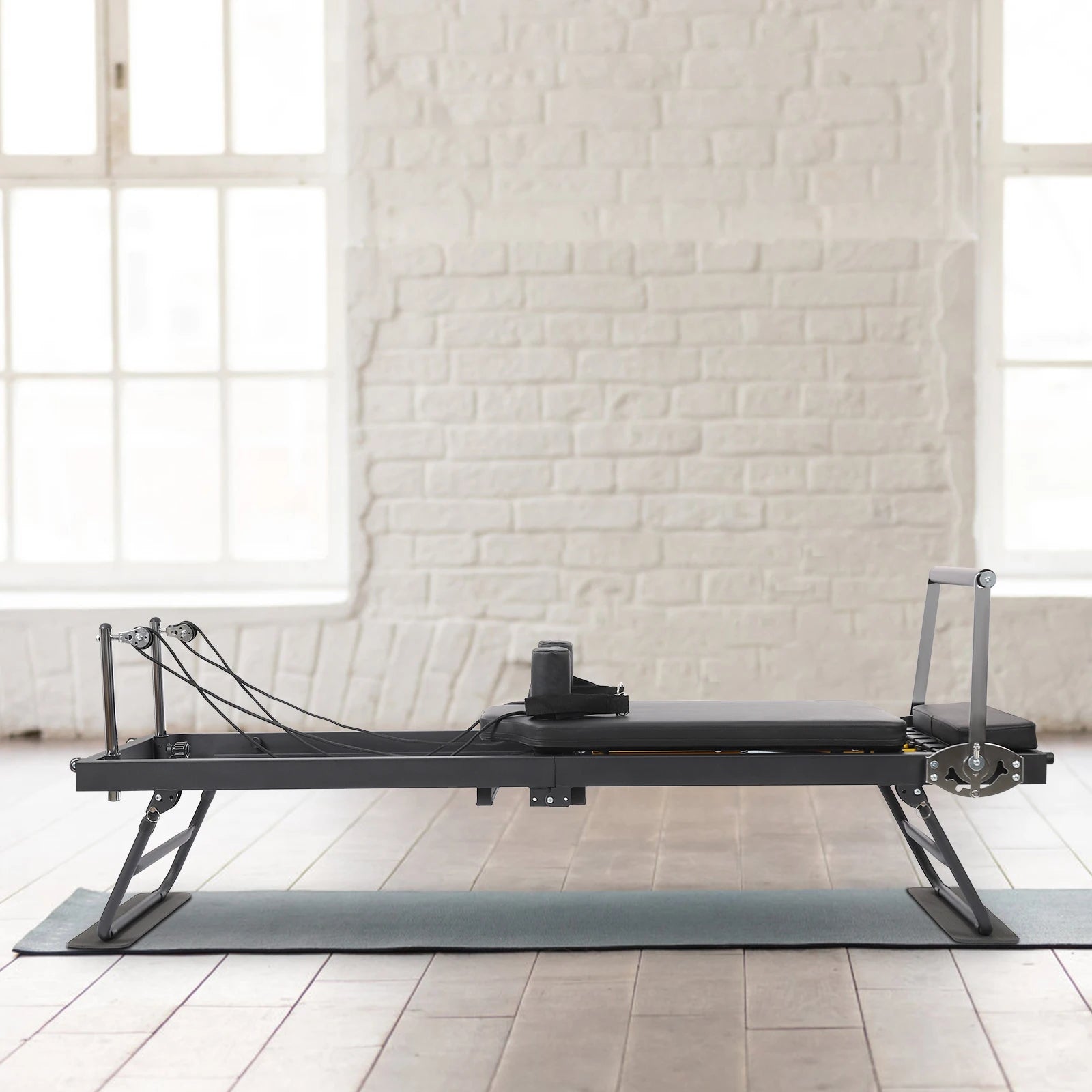 Foldable Steel Pilates Reformer – Black/Grey