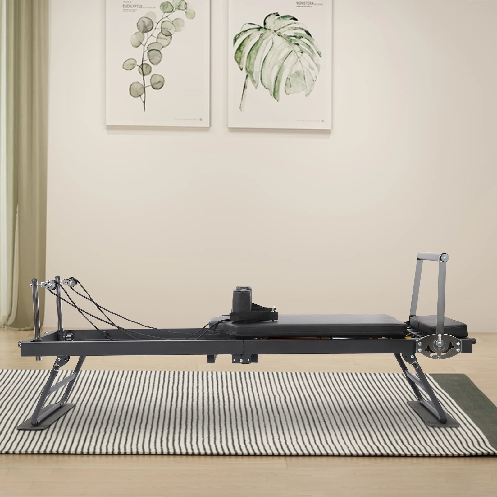Foldable Steel Pilates Reformer – Black/Grey