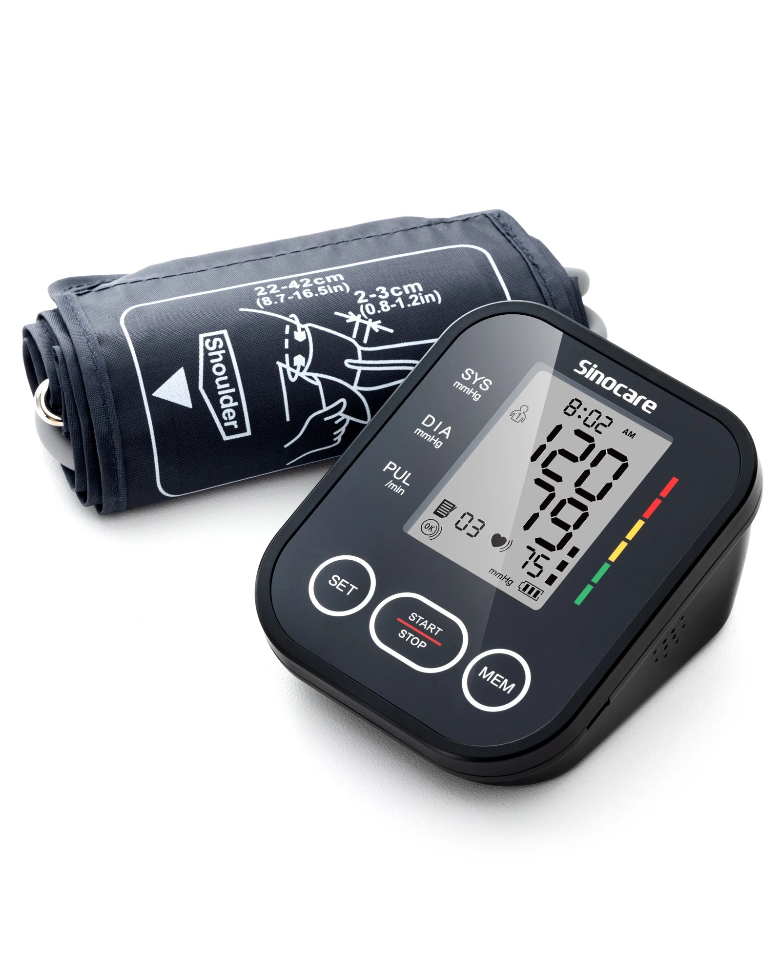 Sinocare Digital Blood Pressure Monitor – Automatic Arm Sphygmomanometer with Heart Rate Meter