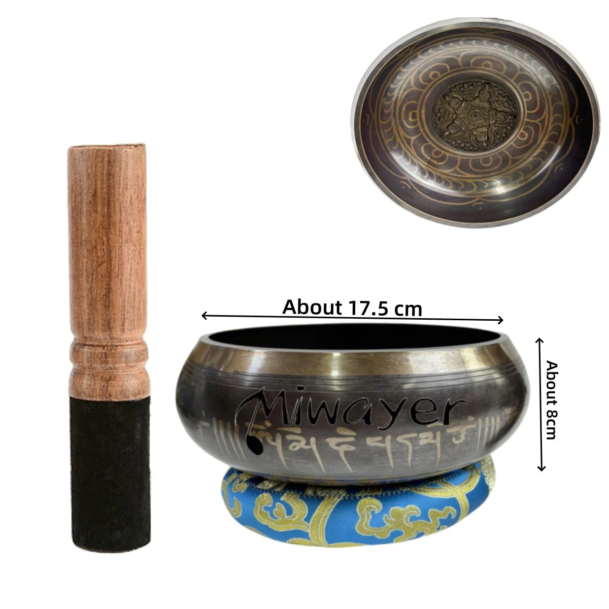 Tibetan Singing Bowl Set – 8.5–20CM Scripture Sound Bowl for Meditation, Yoga & Chakra Healing