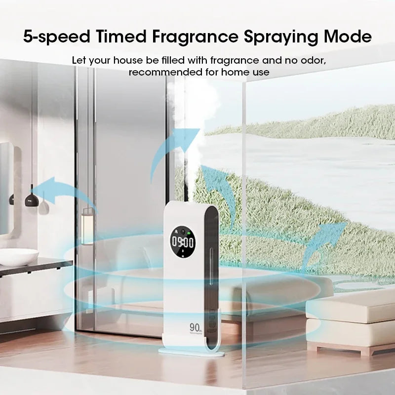 Automatic Sensor Aromatherapy Machine – Wall-Mounted USB Rechargeable Fragrance Diffuser with Clock