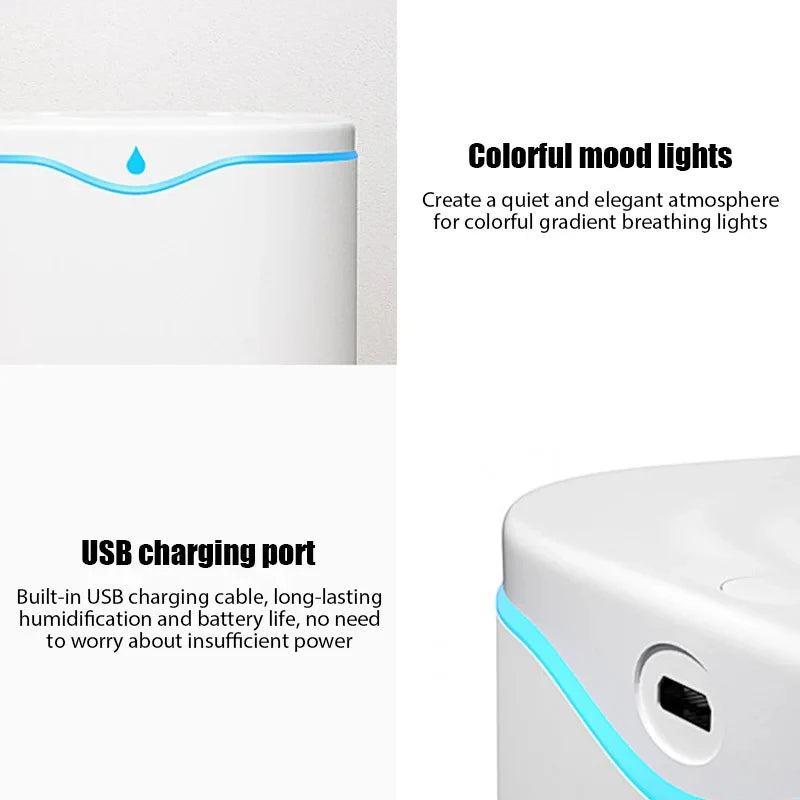 2000ML USB Air Humidifier – Dual Spray Aromatherapy Essential Oil Diffuser for Home & Office