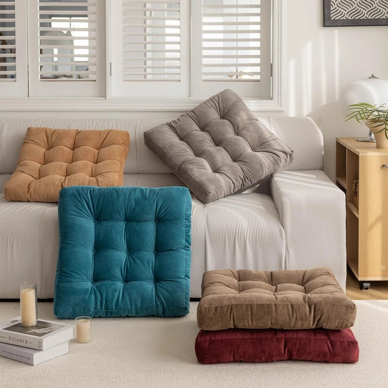 Square Floor Pillow Cushion – Thick Tufted Meditation & Yoga Seat Pad for Home or Balcony