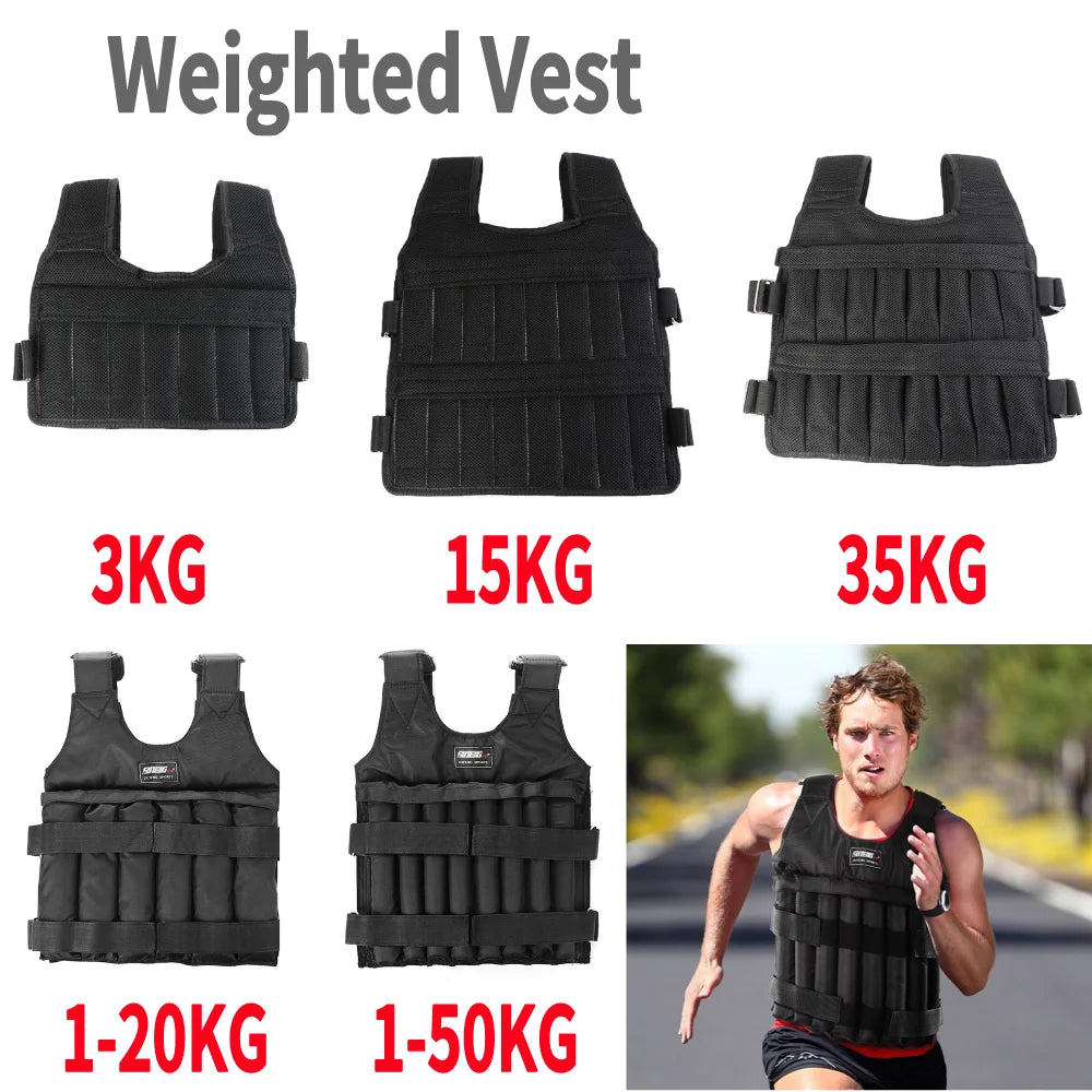 Adjustable Weighted Training Vest – 3/15/35kg Fitness Running Weight Jacket