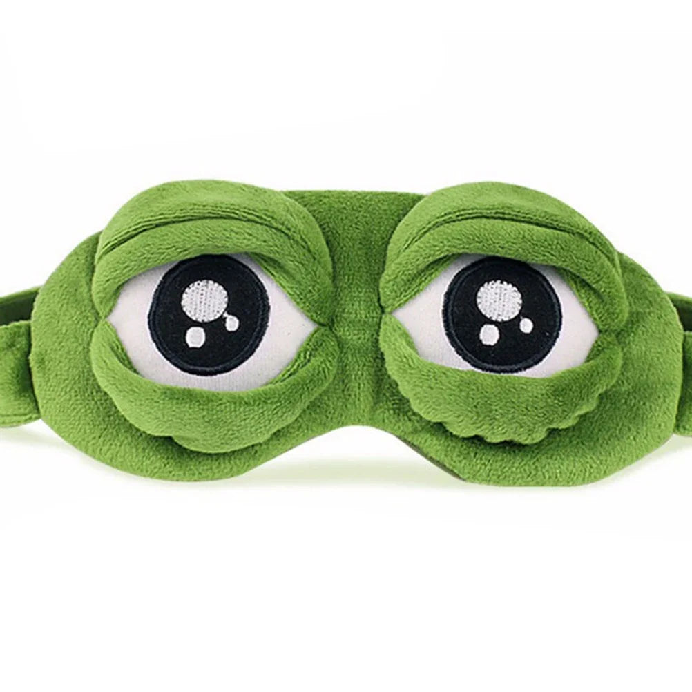 3D Sad Frog Sleep Mask – Soft Travel Blindfold