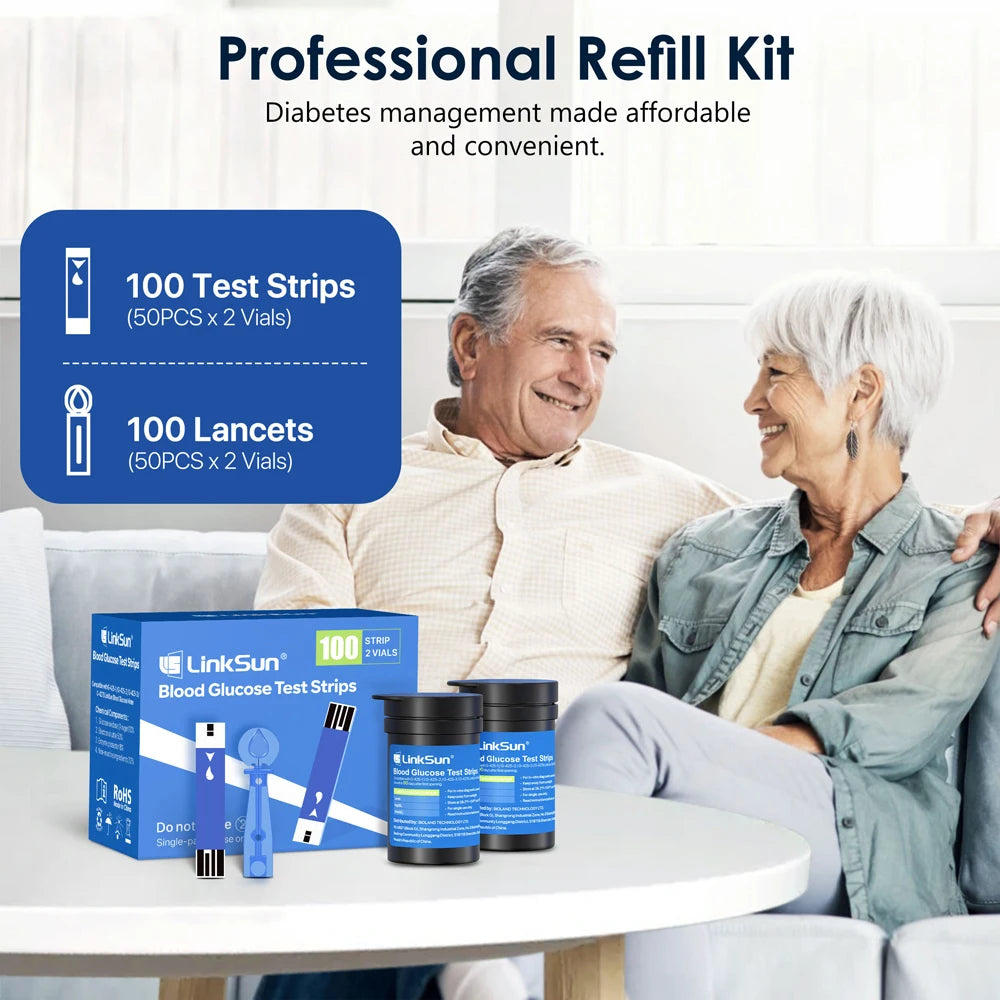 LinkSun G-425-3 Blood Glucose Meter – Diabetes Test Kit with 10/50/100 Test Strips