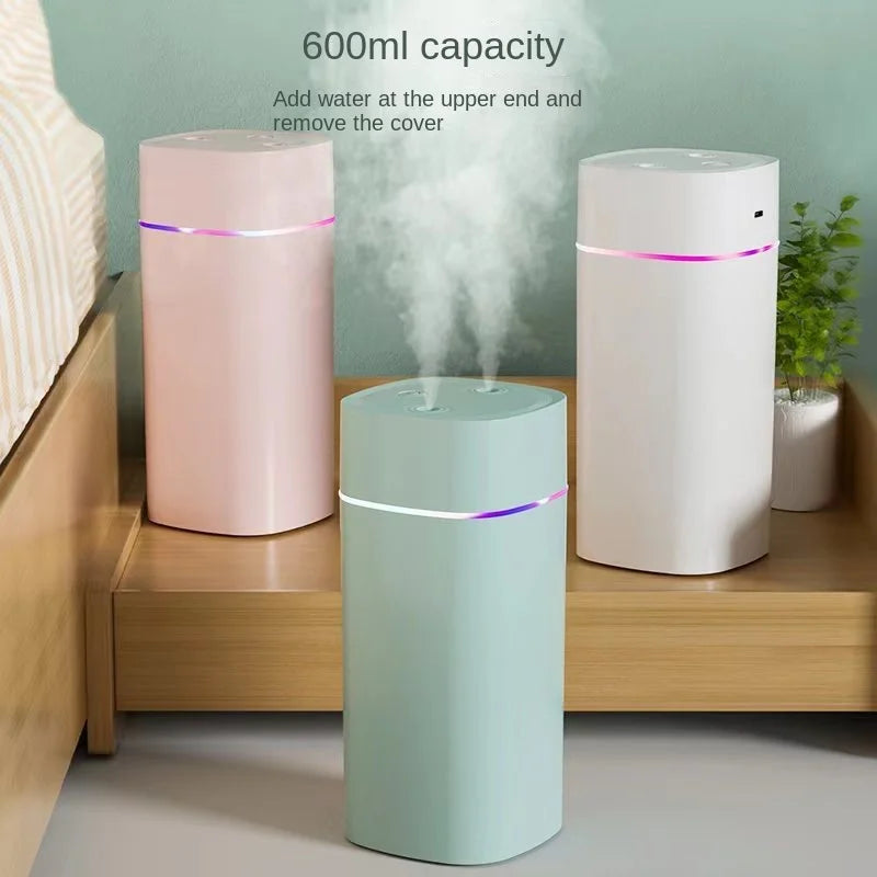 Dual-Nozzle USB Humidifier – Super Mist & Quiet