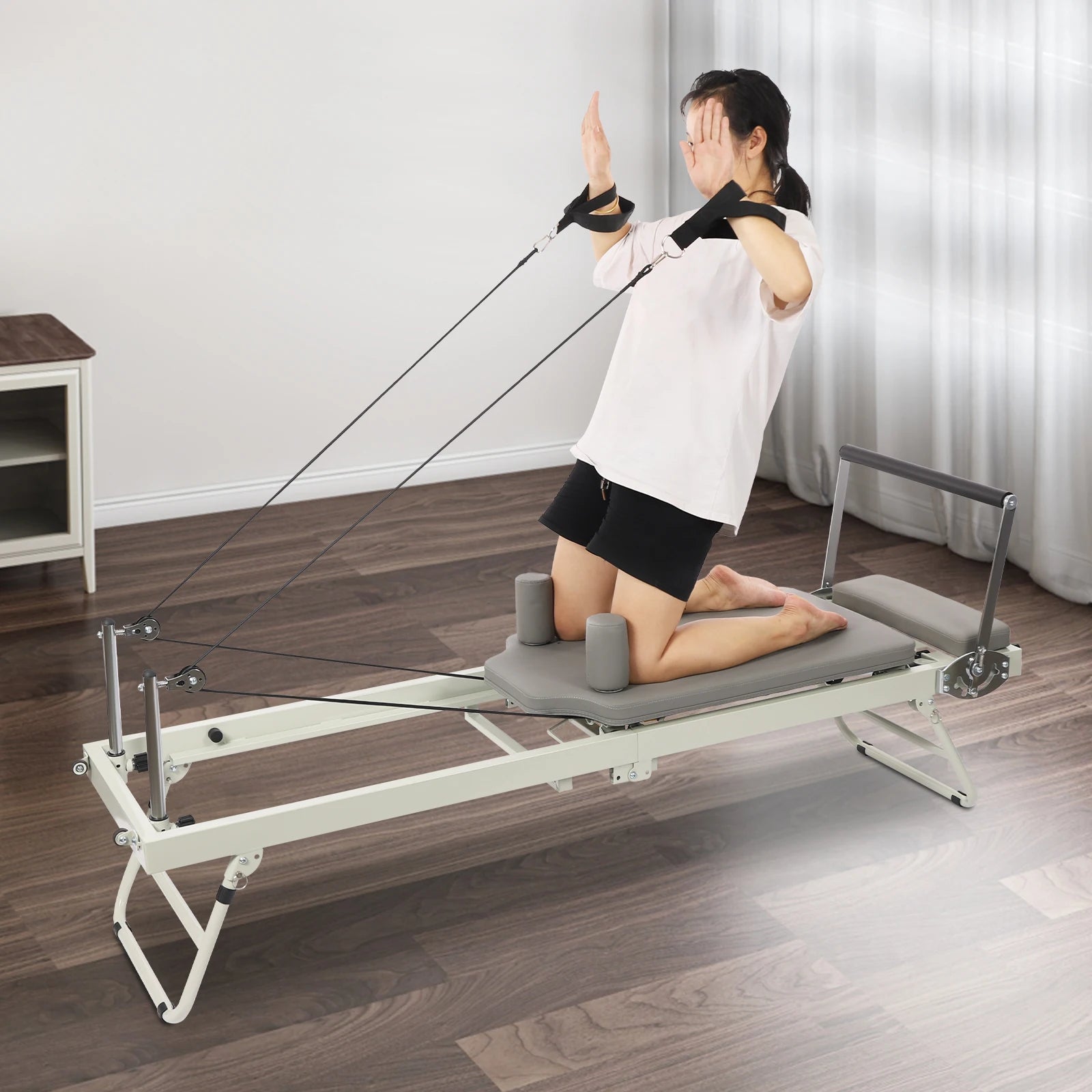 Foldable Steel Pilates Reformer – Black/Grey