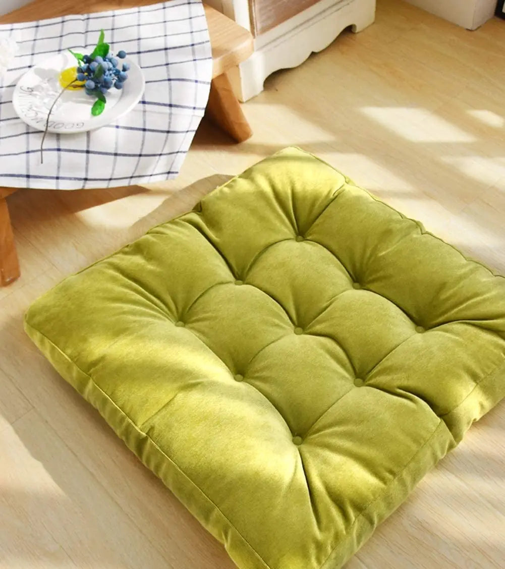Square Floor Pillow Cushion – Thick Tufted Meditation & Yoga Seat Pad for Home or Balcony