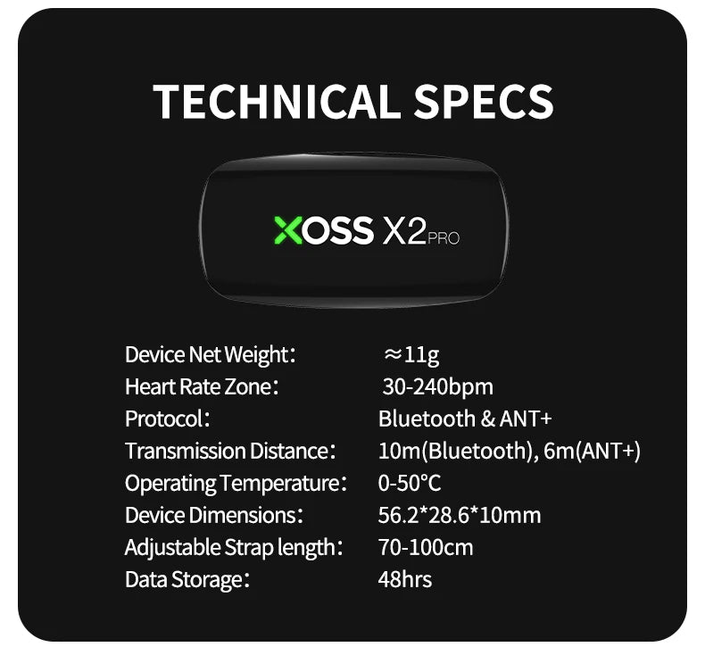 XOSS X2 Pro Heart Rate Monitor Sensor