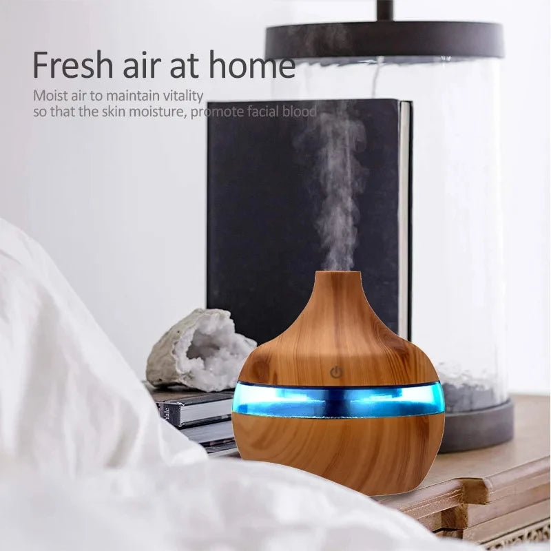 300ml Wood Ultrasonic Aroma Humidifier