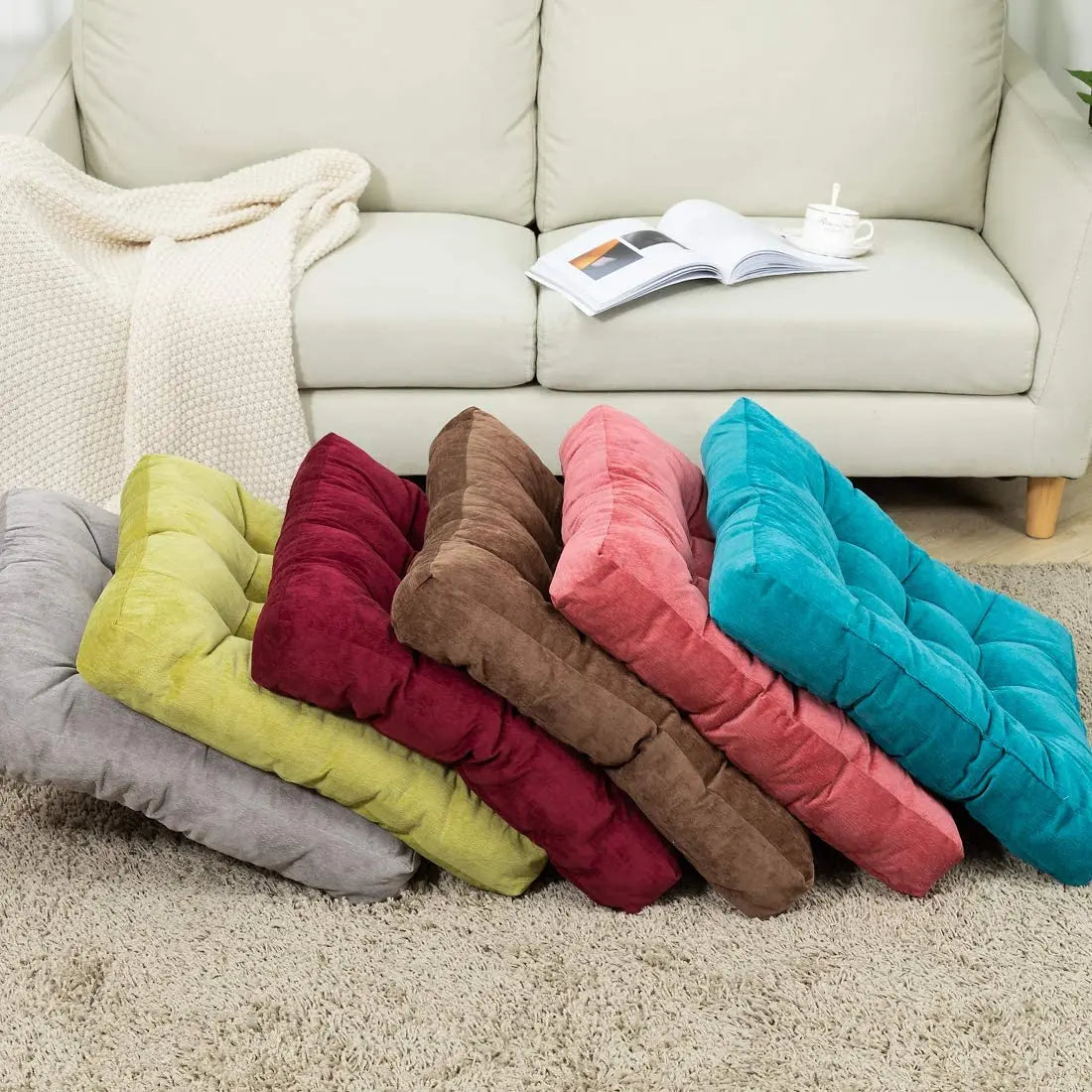 Square Floor Pillow Cushion – Thick Tufted Meditation & Yoga Seat Pad for Home or Balcony