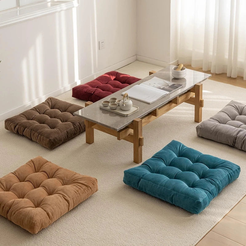 Square Floor Pillow Cushion – Thick Tufted Meditation & Yoga Seat Pad for Home or Balcony